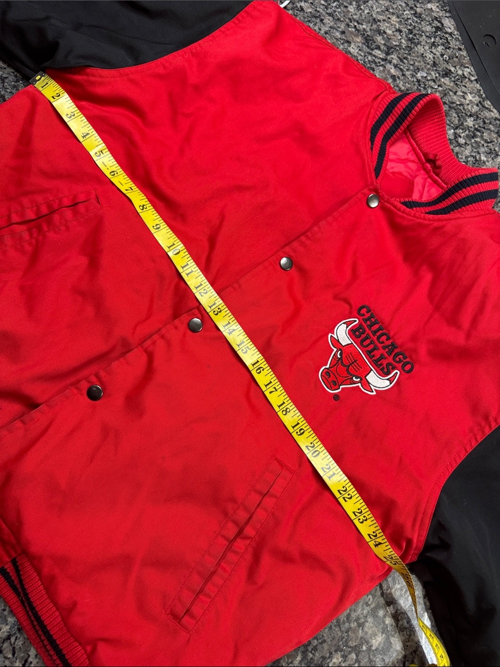 Chicago Bulls Red and Black Varsity Bomber Jacket - Picture 9 of 12